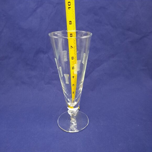 Vintage Etched Pilsner Beer Glass With Geometric Design - Picture 5 of 9